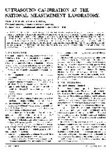 ULTRASOUND CALIBRATION AT THE NATIONAL MEASUREMENT LABORATORY. Adrian J. Richards and Adam P. Stirling Ultrasound Standards, National Measurement Laboratory Division of Telet:ommwU(atioR$ and Industrial Physics, CSIRO Ll