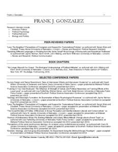 Frank J. Gonzalez  -1- FRANK J. GONZALEZ Research interests include: