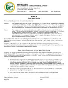 MASON COUNTY DEPARTMENT OF COMMUNITY DEVELOPMENT Mason County Bldg. III, 426 West Cedar Street PO Box 186, Shelton, WA[removed]www.co.mason.wa.us