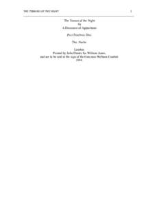 1 _______________________________________________________________________ THE TERRORS OF THE NIGHT The Terrors of the Night Or