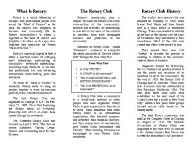 What Is Rotary?  The Rotary Club Rotary Club History