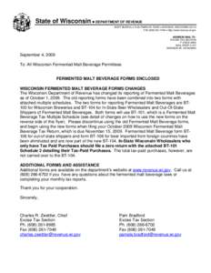 State of Wisconsin • DEPARTMENT OF REVENUE AUDIT BUREAU • 2135 RIMROCK ROAD • MADISON, WISCONSIN[removed]FAX[removed] • http://www.revenue.wi.gov ADDRESS MAIL TO: EXCISE TAX SECTION P O BOX 8900