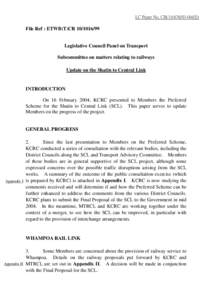 LC Paper No. CB[removed])  File Ref : ETWB(T)CR[removed]Legislative Council Panel on Transport Subcommittee on matters relating to railways