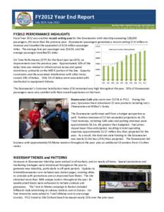 FY2012 Year End Report July 2011-June 2012 Northern New England Passenger Rail Authority 75 W Commercial Street, Ste 104, Portland, Maine[removed]1000  FY2012 PERFORMANCE HIGHLIGHTS