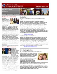 The DOL Newsletter - May 6, 2010: MD Modernizes UI; Astronauts are Cool; and Mrs. Carter is in the House