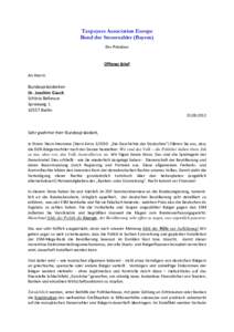 Taxpayers Association Europe Bund der Steuerzahler (Bayern) Der Präsident Offener Brief An Herrn