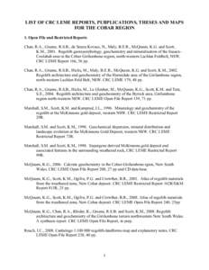 CRC LEME Cobar Region Outputs and Products