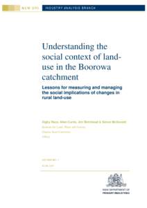 Understanding the social context of land-use in the Boorowa catchment