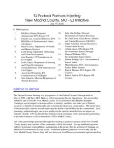 EJ Federal Partners Meeting - New Madrid County, MO - EJ Initiative - July 19, 2000