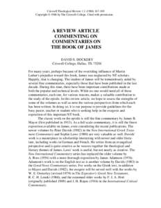 A Review Article Commenting on Commentaries on the Book of James