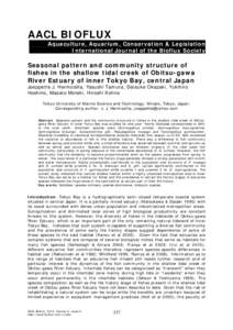 AACL BIOFLUX Aquaculture, Aquarium, Conservation & Legislation International Journal of the Bioflux Society Seasonal pattern and community structure of fishes in the shallow tidal creek of Obitsu-gawa