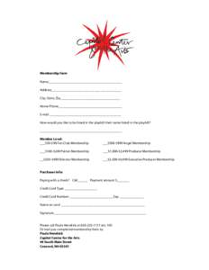 CAPITOL CENTER FOR THE ARTS GIFT MEMBERSHIP FORM