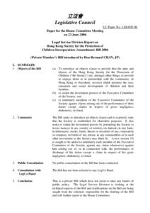立法會 Legislative Council LC Paper No. LS84[removed]Paper for the House Committee Meeting on 23 June 2006 Legal Service Division Report on