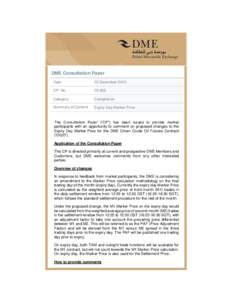 DME Consultation Paper Date 15 DecemberCP No.