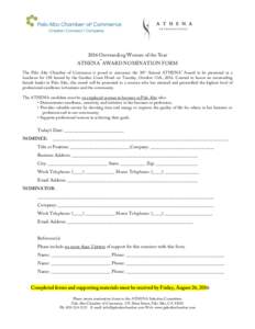 2016 Athena Nomination Form