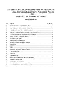 THE (NEW) STANDARD CONTRACTUAL TERMS FOR THE SUPPLY OF LEGAL SERVICES BY BARRISTERS TO AUTHORISED PERSONS 2012 – ANNEXE T TO THE BAR CODE OF CONDUCT INDEX OF CLAUSES