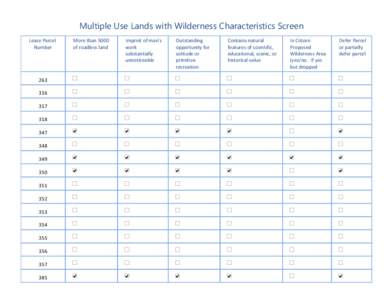 Multiple Use Lands with Wilderness Characteristics Screen  Lease Parcel Number  263