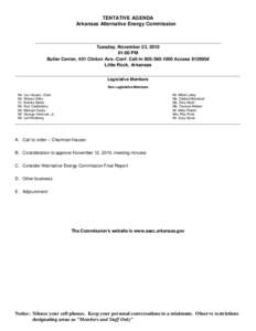 TENTATIVE AGENDA Arkansas Alternative Energy Commission ____________________________________________________________________________________________________  Tuesday, November 23, 2010