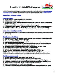 Office of Oceanic and Atmospheric Research / Climate change / Climate model / CLIVAR / Coupled model intercomparison project / Integrated Ocean Drilling Program / National Center for Atmospheric Research / Intergovernmental Panel on Climate Change / U.S. Global Change Research Program / Atmospheric sciences / Climatology / Meteorology
