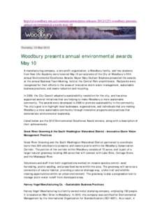 Microsoft WordWoodbury presents annual environmental awards May 10.doc