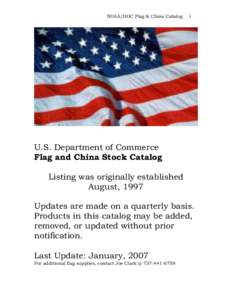 NOAA/DOC Flag & China Catalog  1 U.S. Department of Commerce Flag and China Stock Catalog