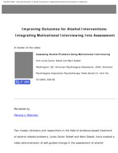 PsycCRITIQUES Review - Improving Outcomes for Alcohol Interventions