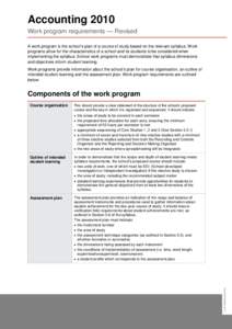 Accounting 2010 Work program requirements — Revised