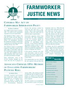 FARMWORKER JUSTICE NEWS Volume 15, No. 1 Farmworker Justice Fund, Inc.