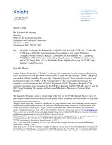 Leonard J. Amoruso General Counsel March 7, 2012 Ms. Elizabeth M. Murphy Secretary