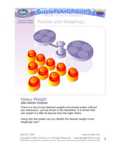 PRINT ‘N’ PLAY VERSION Treasure of Classic and Modern Puzzles Puzzles with Weighings