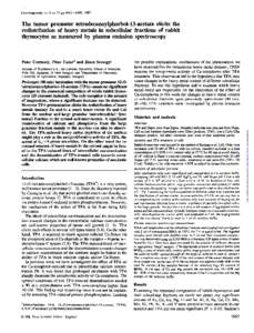 Carcinogeneds vol.8 no. 11 pp, 1987  The tumor promoter tetradecanoylphorbol-13-acetate elicits the redistribution of heavy metals in subcellular fractions of rabbit thymocytes as measured by plasma emission s