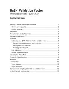 Validation Vector Product Sheet Outline