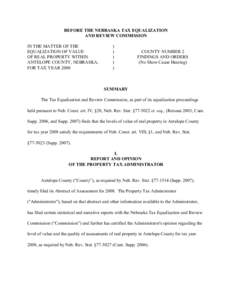 BEFORE THE NEBRASKA TAX EQUALIZATION AND REVIEW COMMISSION IN THE MATTER OF THE EQUALIZATION OF VALUE OF REAL PROPERTY WITHIN ANTELOPE COUNTY, NEBRASKA,