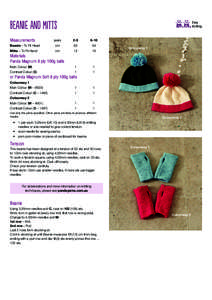 Beanie and Mitts Measurements Easy Knitting