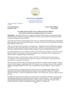 State of Alabama PUBLIC SERVICE COMMISSION 100 NORTH UNION STREET, SUITE 800 MONTGOMERY, ALABAMA[removed]TWINKLE ANDRESS CAVANAUGH