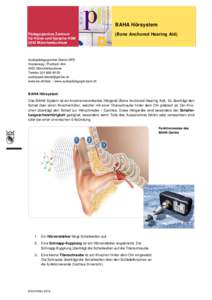 BAHA Hörsystem Pädagogisches Zentrum für Hören und Sprache HSM 3053 Münchenbuchsee  (Bone Anchored Hearing Aid)