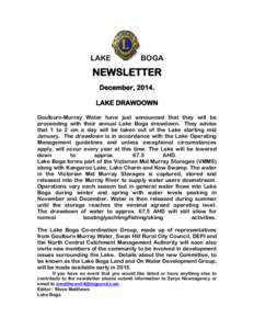 LAKE  BOGA NEWSLETTER December, 2014.