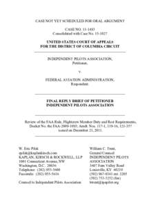 CASE NOT YET SCHEDULED FOR ORAL ARGUMENT CASE NOConsolidated with Case NoUNITED STATES COURT OF APPEALS FOR THE DISTRICT OF COLUMBIA CIRCUIT __________________________________________________