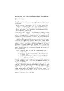 Blackwell Publishing Ltd.Oxford, UK and Malden, USAANALAnalysis0003[removed]Blackwell Publishing Ltd.April 200565212631ArticlesJason Stanley Fallibilism and concessive knowledge attributions