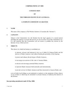 CORPORATIONS ACTCONSTITUTION OF THE WIRELESS INSTITUTE OF AUSTRALIA