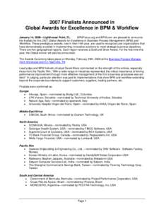 Microsoft Word - Excellence Awards 07 Finalists Announce Press Release v2a.doc