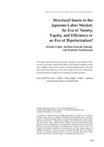 MONETARY AND ECONOMIC STUDIES (SPECIAL 2001 Structural Issues inEDITION)/FEBRUARY the Japanese Labor Market