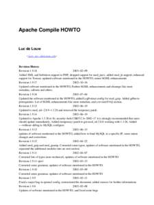 Apache Compile HOWTO  Luc de Louw <luc at delouw.ch>  Revision History