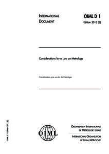 INTERNATIONAL DOCUMENT OIML D 1 Edition[removed]E)