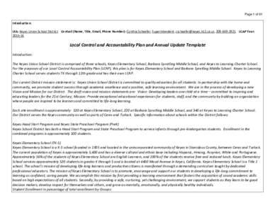 Page 1 of 61  Introduction: LEA: Keyes Union School District Contact (Name, Title, Email, Phone Number): Cynthia Schaefer, Superintendent, , LCAP Year: 