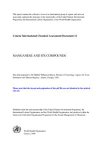 This report contains the collective views of an international group of experts and does not necessarily represent the decisions or the stated policy of the United Nations Environment Programme, the International Labour O