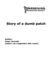 Story of a dumb patch  Author: Cesar Cerrudo (cesar>.at.<argeniss>.dot.<com)