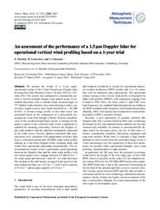 Atmos. Meas. Tech., 8, 2251–2266, 2015 www.atmos-meas-tech.netdoi:amt © Author(sCC Attribution 3.0 License.  An assessment of the performance of a 1.5 µm Doppler lidar for