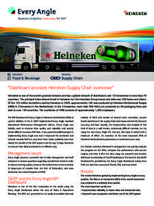 Technology / Supply chain management / Performance management / Open Travel Alliance / SAP AG / Business performance management / Dashboard / Supply chain / Heineken / Business / Management / Business intelligence
