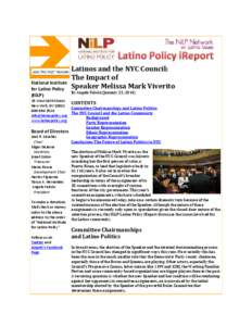 Latinos and the NYC Council: The Impact of Speaker Melissa Mark Viverito